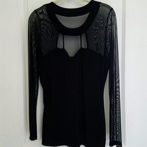 Venus Black Mesh Blouse